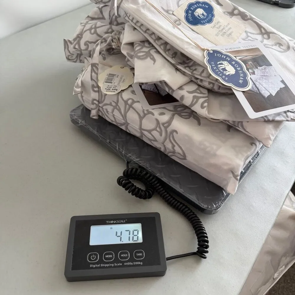 John Robshaw Kajal Gray Queen Duvet 2 Std Sham 1 Euro Sham NWT $615 Retail